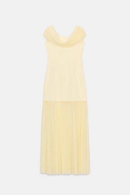 CONTRASTING BANDEAU MIDI DRESS