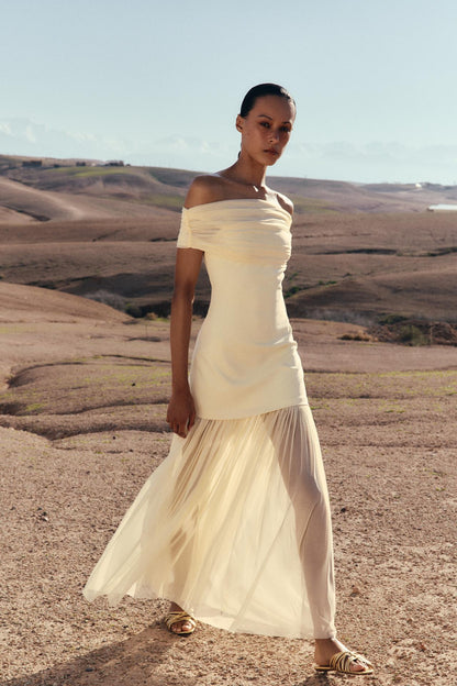 CONTRASTING BANDEAU MIDI DRESS