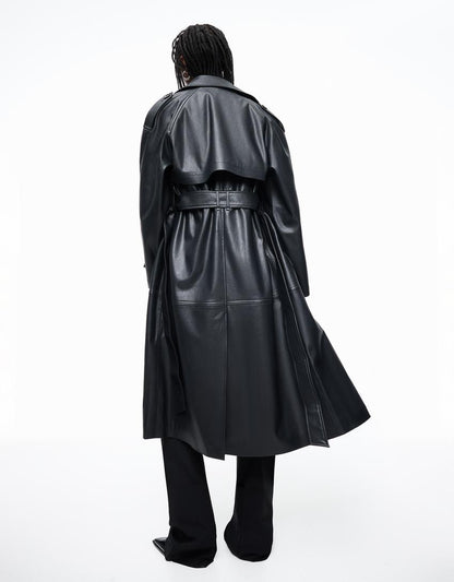 Leather trench coat